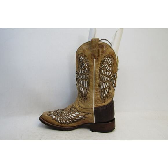 Corral Mens Sz 9 D Brown Leather Wing Cross Inlay Cowboy Boots main image 7